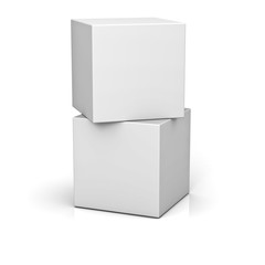 Fototapete - Blank boxes isolated on white background with reflection and shadow 3D rendering