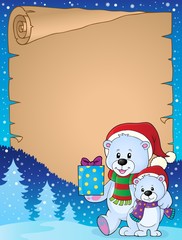 Poster - Parchment with Christmas bears theme 2