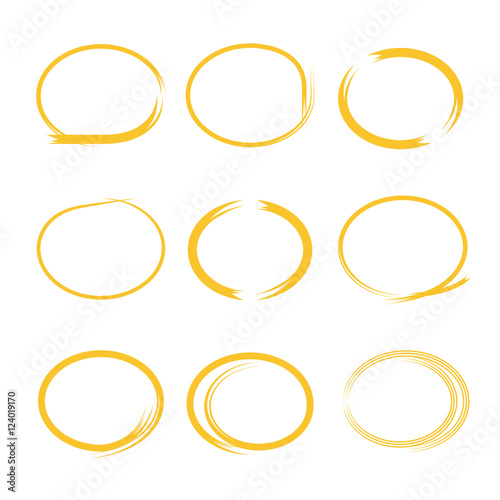 yellow highlighter circle set, marker line Stock Vector Adobe Stock