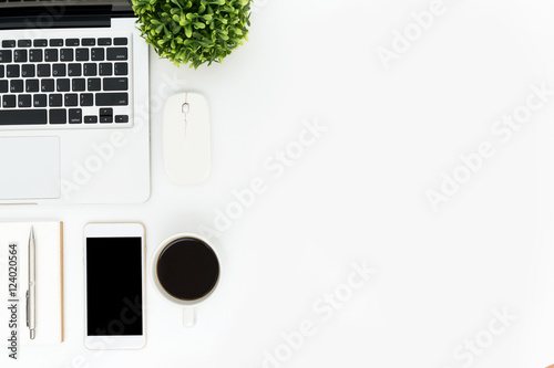 White Hipster Office Desk Table With Laptop And Supplies Top View White Hipster Office Desk Table With Laptop And Supplies Top View Copy E
