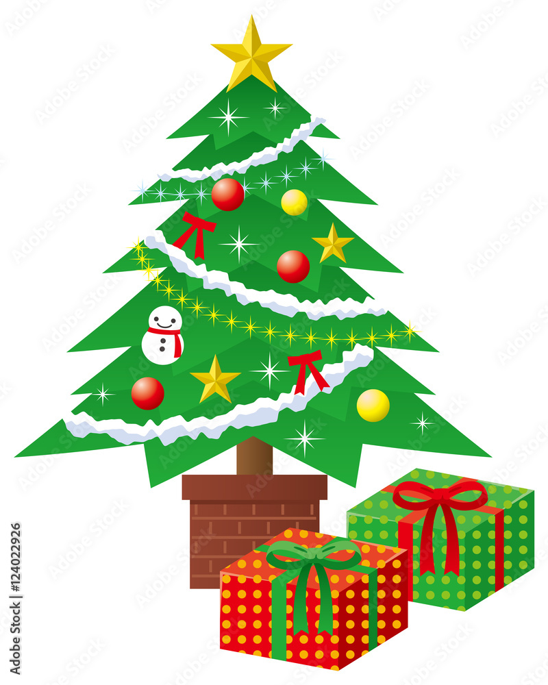 クリスマスツリーとプレゼントのイメージイラスト Stock Vector | Adobe Stock, image size:800x1000