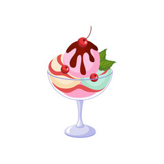 Sticker - Glass With Dessert Ice-cream, Milk Based Product Isolated Icon