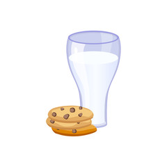 Sticker - Glass Of Milk And Cookies,  Based Product Isolated Icon