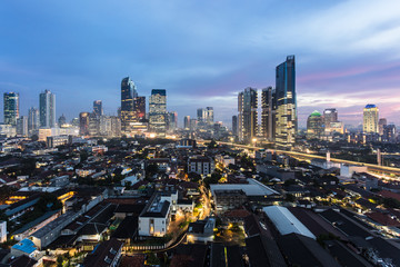 Poster - Dramatic sunset over Jakarta, Indonesia capital city.