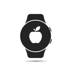 Fototapete - Smart watch icon with apple diet app symbol. Vector isolated illustration.