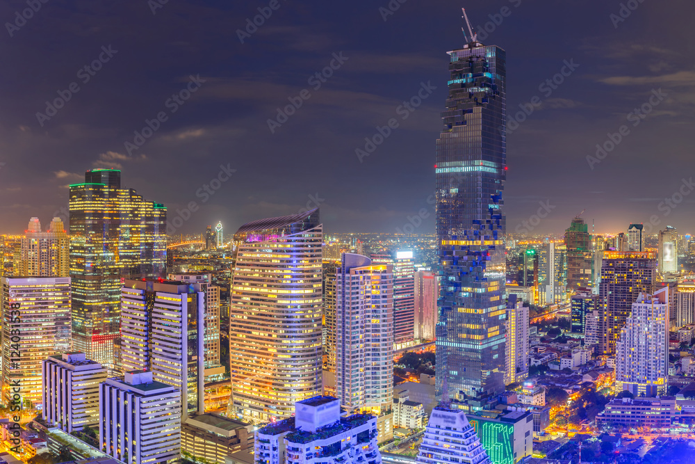 Aerial view of Bangkok modern office buildings, Bangkok Cityscape ...