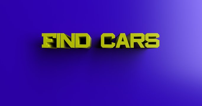 Find Cars - 3D rendered colorful headline illustration.  Can be used for an online banner ad or a print postcard.
