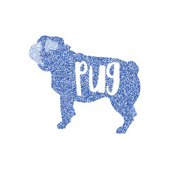 Wall Mural - Form of round particles dog flat pug