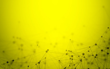  3D Abstract Polygonal Yellow Background with Low Poly Connecting Dots and Lines - Connection Structure - Futuristic HUD Background
