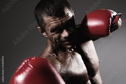 Leinwand Poster Close-up portrait of a boxer