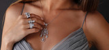 Fototapeta  - Diamond jewelry on the human model