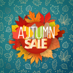 Poster - Autumn sale composition. Autumn card template
