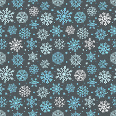 Poster - Different snowflakes set. Abstract seamless background