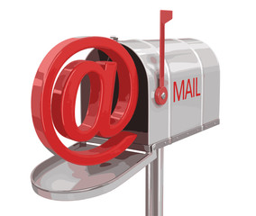 Poster - Open mailbox with E-mail sign. Image with clipping path