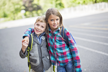 two childs girls primary school outside