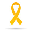 Golden-yellow ribbon, breast cancer awareness symbol, isolated on white background, stylish vector illustration, eps10.