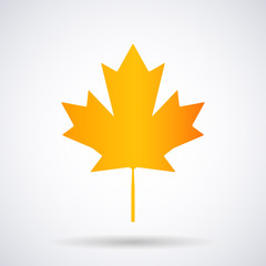 Wall Mural - Canadian maple leaf autumn, golden yellow icon isolated on a white background, stylish vector illustration for web design
