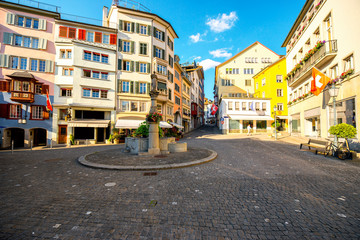 Street view in the old town of Zurich city in Switzerland