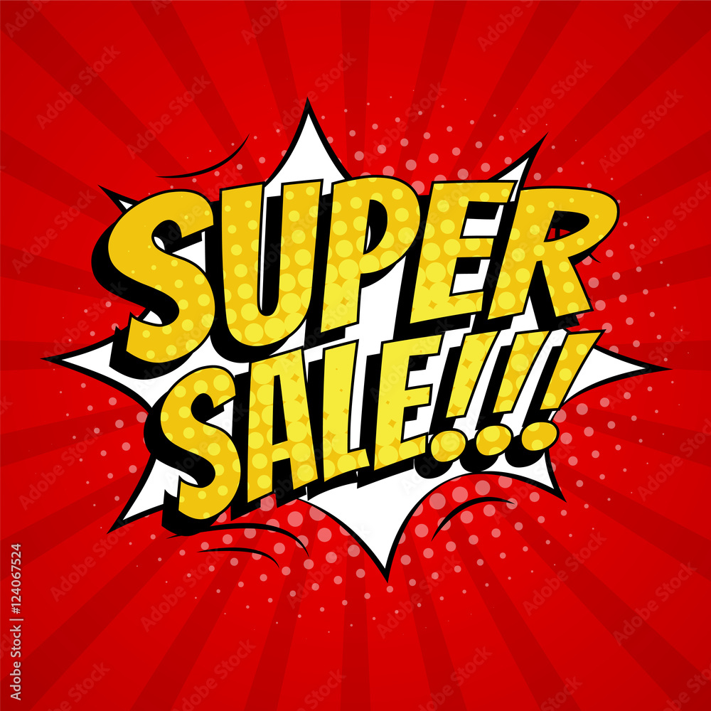 Photo Art Print Super Sale Banner Template Design Pop Art Comic