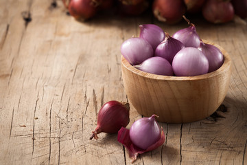 shallots still life wood background