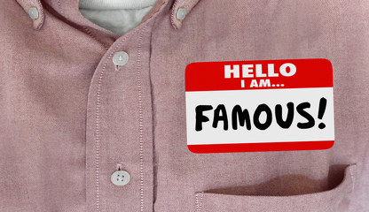 famous celebrity hello name tag vip fame 3d illustration