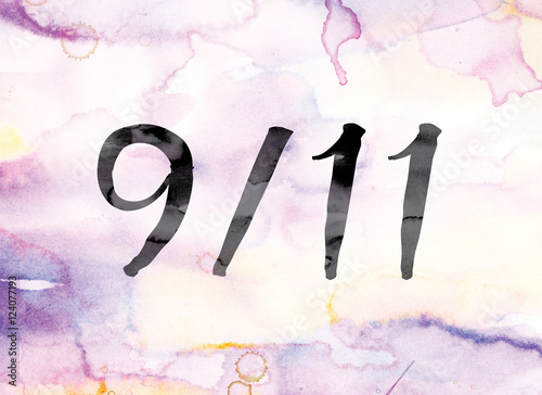 Poster 9-11 Colorful Watercolor and Ink Word Art