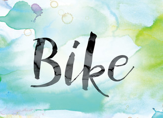 Wall Mural - Bike Colorful Watercolor and Ink Word Art