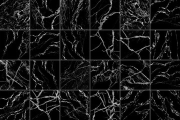 Poster - black and white marble tiles for pattern and background