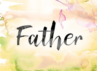 Poster - Father Colorful Watercolor and Ink Word Art