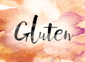 Wall Mural - Gluten Colorful Watercolor and Ink Word Art