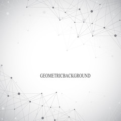 Poster - Graphic abstract background communication. Big data visualization. Perspective backdrop with connected lines and dots. Social networking. Illusion of depth. Vector illustration.