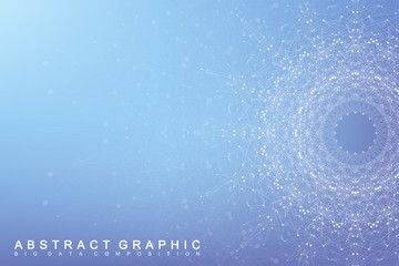 Poster - Big data complex. Graphic abstract background communication. Perspective backdrop of depth. Minimal array with compounds lines and dots. Digital data visualization. Vector illustration.
