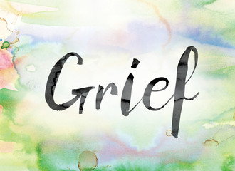 Poster - Grief Colorful Watercolor and Ink Word Art