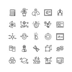 Canvas Print - Science lab innovation chemical research thin line vector icons