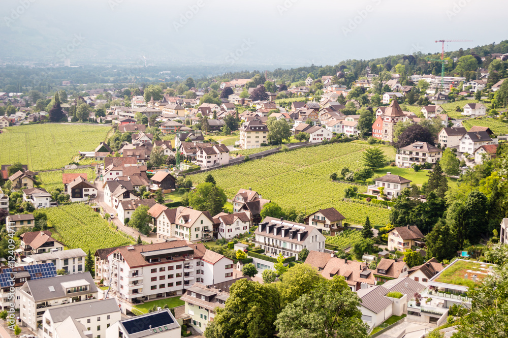 Obraz na płótnie Vaduz, Liechtenstein aerial view w salonie