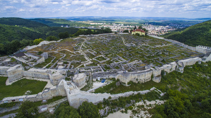 Sticker - Aerial view of Shoumen medieval fortress, Bulgaria