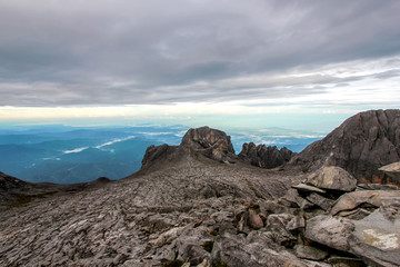 Kinabalu rock mountain with cloudy sky landscape