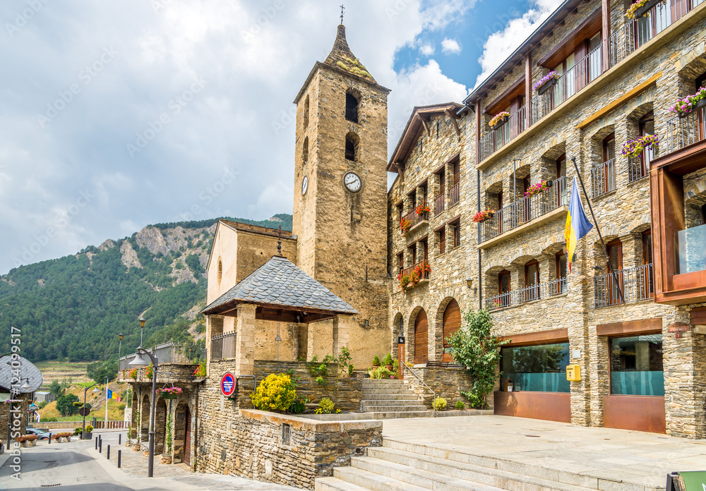 Obraz na płótnie Church of Sant Corneli and Cebria in Ordino - Andorra w salonie