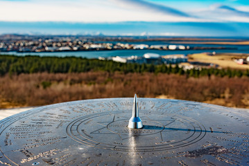 sundial at wintertime in reykjavik, iceland