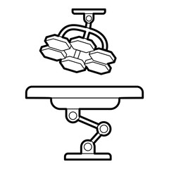 Poster - Operating table and lamp icon. Outline illustration of operating table and lamp vector icon for web