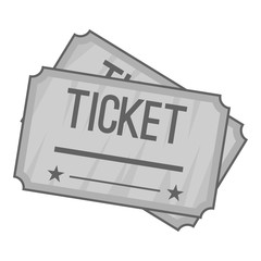 Ticket icon. Gray monochrome illustration of ticket vector icon for web