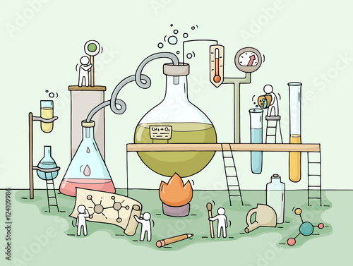 Obraz w ramie Rysunkowe laboratorium chemiczne