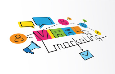 Wall Mural - VIRAL MARKETING Vector Line Concept Icons