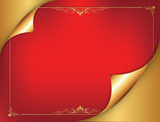 Elegant red background for any occasion. Golden red design for your postcard. Print colors used; Custom size of a greeting card; Copy Space for your message.