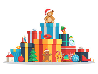 Wall Mural - Big pile gift boxes and toys