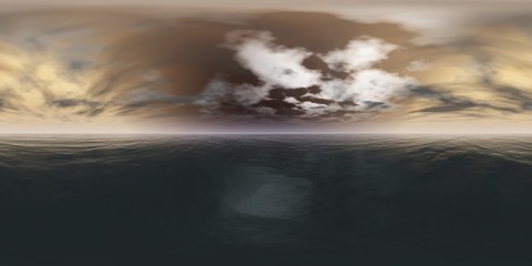 panorama of sea sunset. Environment map. HDRI map. Equirectangular projection. Spherical panorama. landscape
