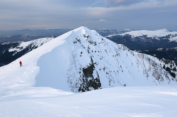 Sticker - Tourist on a ridge in the winter