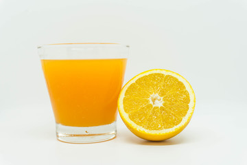 Orange juice and slices of orange isolated  on white background