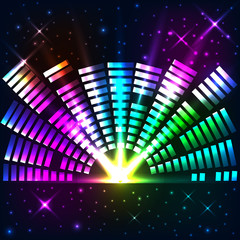 Poster - Sound Audio Waves.Square halftone dots logo.