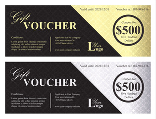 Wall Mural - Luxury gift voucher with gold and silver ornamental background